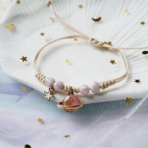 Pink and Gold Planet Charm Bracelet
